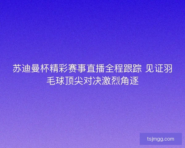 苏迪曼杯精彩赛事直播全程跟踪 见证羽毛球顶尖对决激烈角逐 苏迪曼杯精彩赛事直播全程跟踪 见证羽毛球顶尖对决激烈角逐