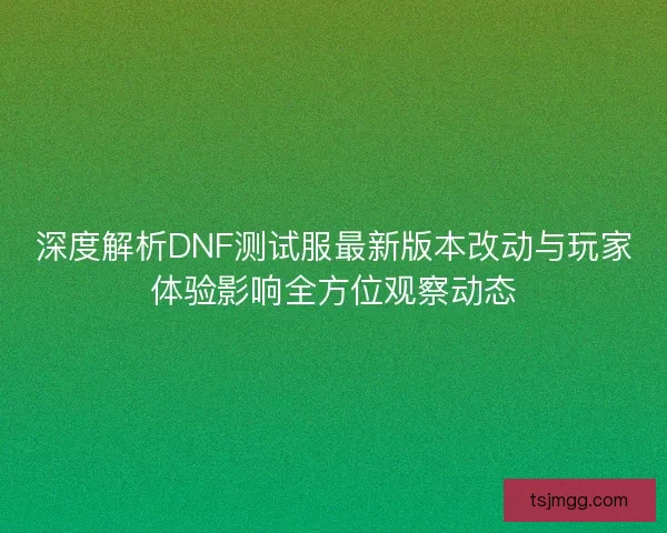 深度解析DNF测试服最新版本改动与玩家体验影响全方位观察动态