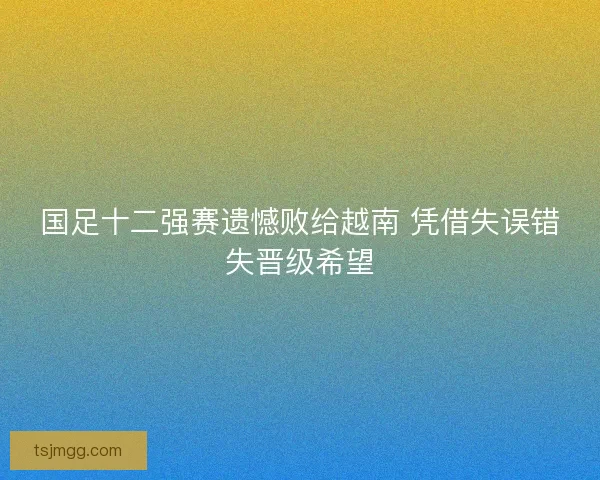 国足十二强赛遗憾败给越南 凭借失误错失晋级希望 国足十二强赛遗憾败给越南 凭借失误错失晋级希望
